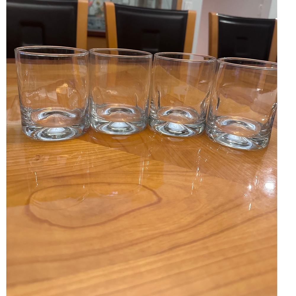 Set of 4 Whiskey Rocks Glasses Heavy Base‎ Dimple Bottom Clear Lowball Tumblers